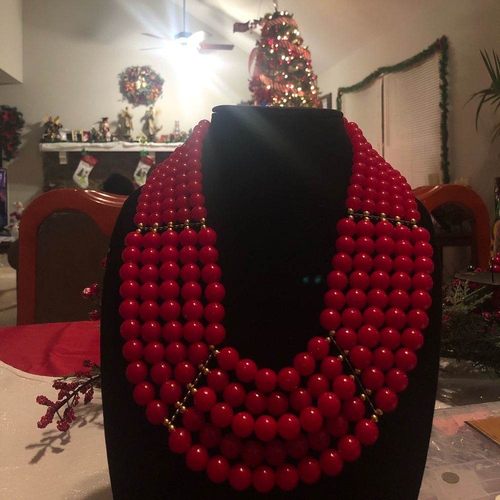 Red necklace & earring set beautiful holiday gift